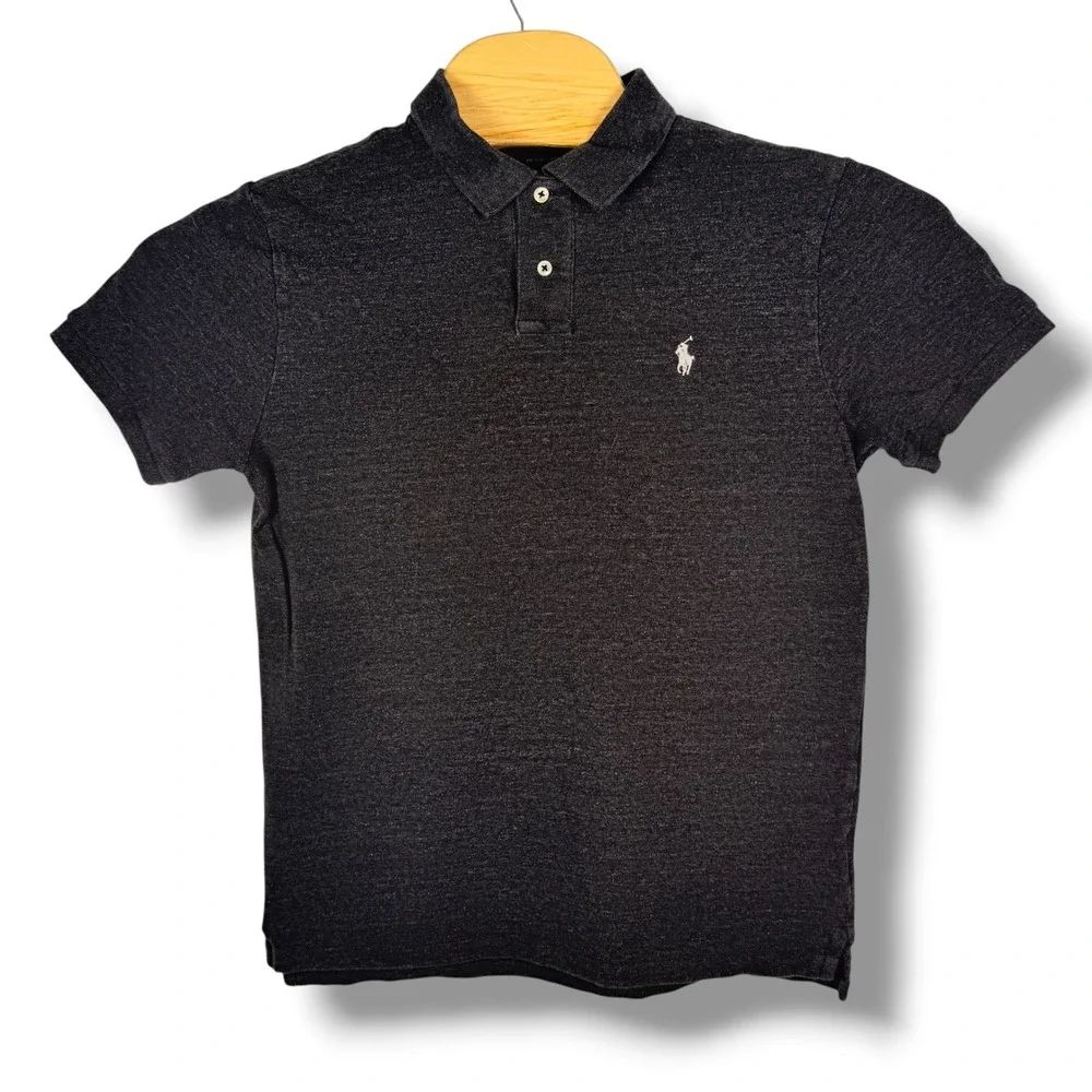 Polo Ralph Lauren Polo Shirt Men M Gray Custom Slim Fit Cotton Classic Pony Golf